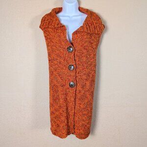 Chicos Cardigan Sleeveless Longline Chunky Marled Knit sz 12 Y2K Fairy Pockets